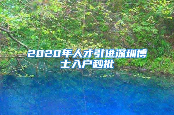 2020年人才引進(jìn)深圳博士入戶秒批