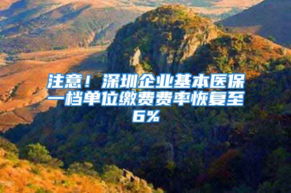 注意！深圳企業(yè)基本醫(yī)保一檔單位繳費費率恢復(fù)至6%