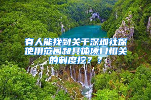 有人能找到關(guān)于深圳社保使用范圍和具體項目相關(guān)的制度挖？？