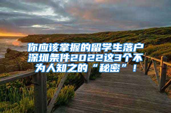 你應(yīng)該掌握的留學(xué)生落戶深圳條件2022這3個不為人知之的“秘密”！