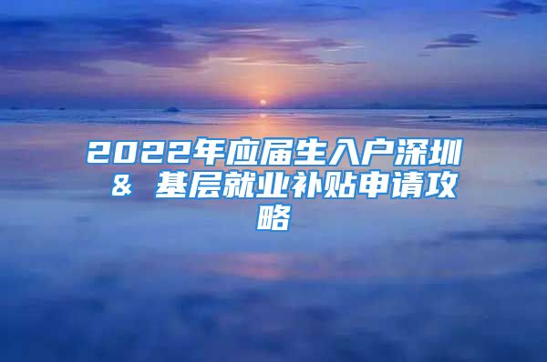 2022年應(yīng)屆生入戶深圳 & 基層就業(yè)補(bǔ)貼申請攻略