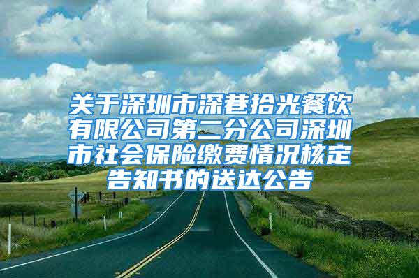 關(guān)于深圳市深巷拾光餐飲有限公司第二分公司深圳市社會保險繳費情況核定告知書的送達公告