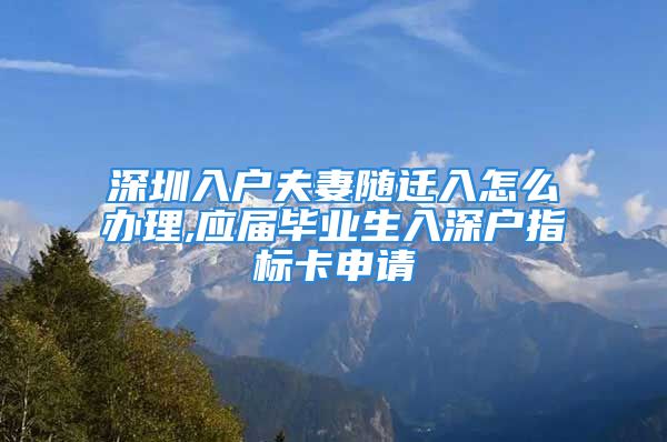 深圳入戶夫妻隨遷入怎么辦理,應(yīng)屆畢業(yè)生入深戶指標(biāo)卡申請(qǐng)