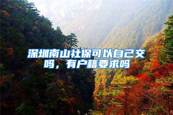 深圳南山社保可以自己交嗎，有戶籍要求嗎