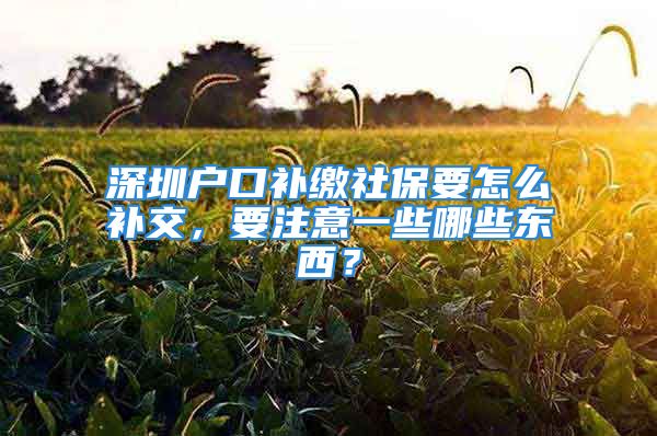 深圳戶口補繳社保要怎么補交，要注意一些哪些東西？