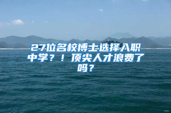 27位名校博士選擇入職中學？！頂尖人才浪費了嗎？