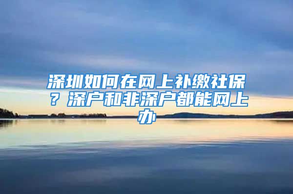 深圳如何在網(wǎng)上補(bǔ)繳社保？深戶和非深戶都能網(wǎng)上辦