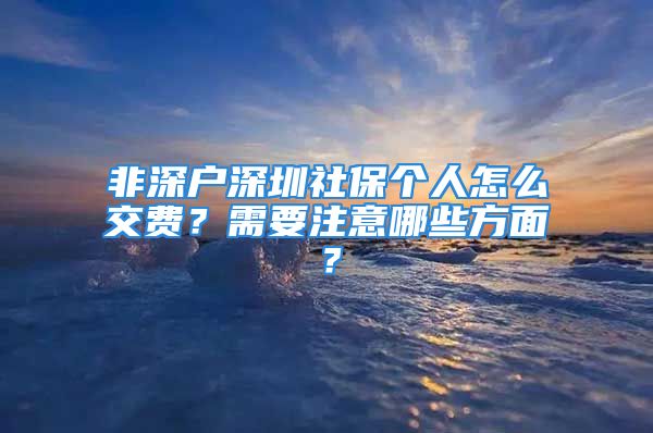 非深戶深圳社保個人怎么交費？需要注意哪些方面？