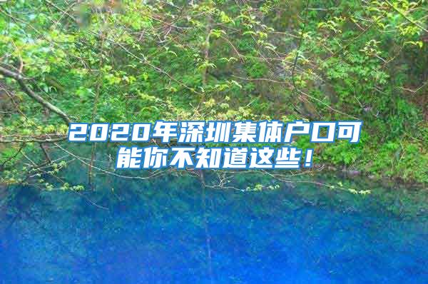 2020年深圳集體戶口可能你不知道這些！