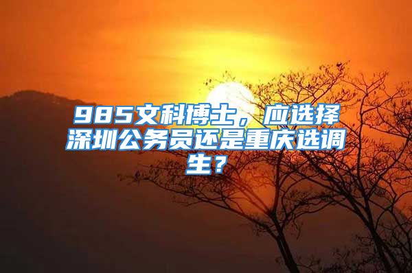 985文科博士，應選擇深圳公務員還是重慶選調生？