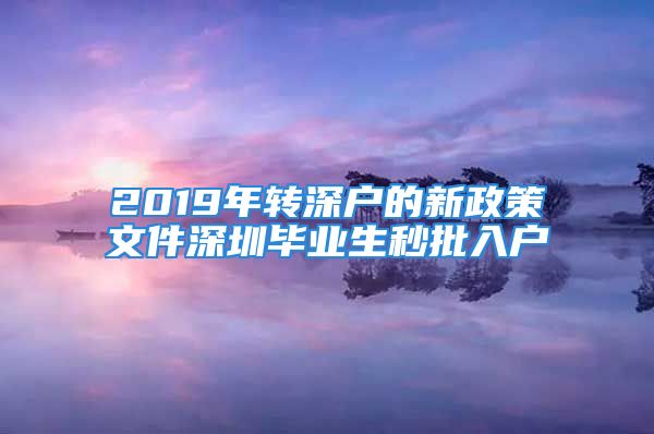 2019年轉(zhuǎn)深戶的新政策文件深圳畢業(yè)生秒批入戶