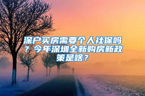 深戶買房需要個(gè)人社保嗎？今年深圳全新購房新政策是啥？