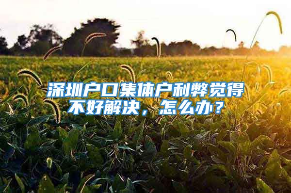 深圳戶口集體戶利弊覺得不好解決，怎么辦？