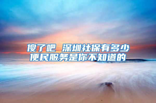 傻了吧 深圳社保有多少便民服務(wù)是你不知道的