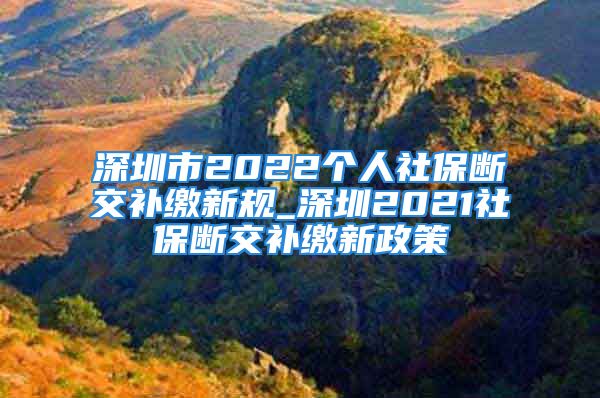 深圳市2022個(gè)人社保斷交補(bǔ)繳新規(guī)_深圳2021社保斷交補(bǔ)繳新政策