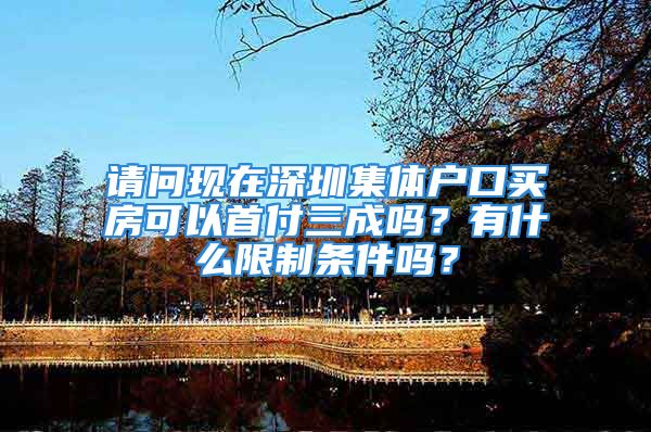 請問現(xiàn)在深圳集體戶口買房可以首付三成嗎？有什么限制條件嗎？