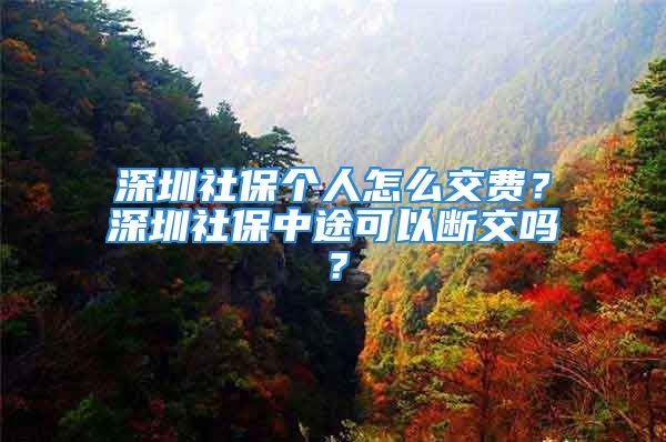 深圳社保個人怎么交費？深圳社保中途可以斷交嗎？