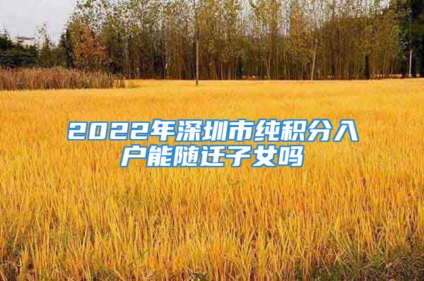 2022年深圳市純積分入戶能隨遷子女嗎