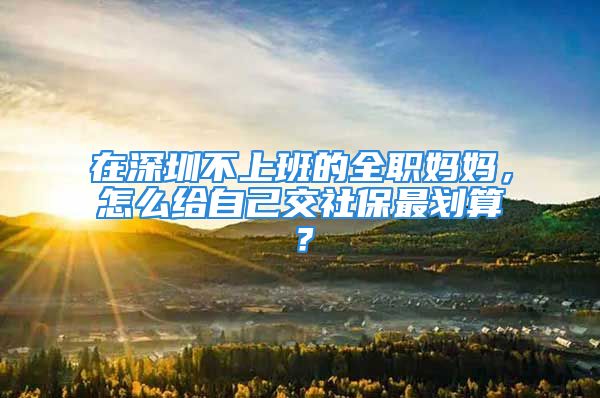 在深圳不上班的全職媽媽，怎么給自己交社保最劃算？