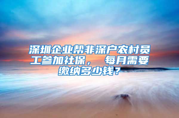 深圳企業(yè)幫非深戶農(nóng)村員工參加社保， 每月需要繳納多少錢？