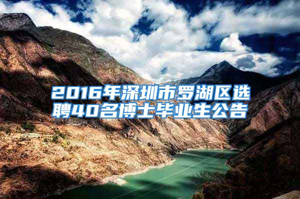 2016年深圳市羅湖區(qū)選聘40名博士畢業(yè)生公告