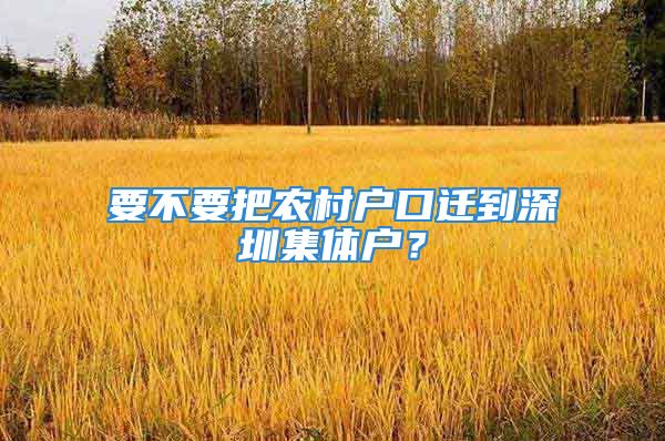 要不要把農(nóng)村戶口遷到深圳集體戶？