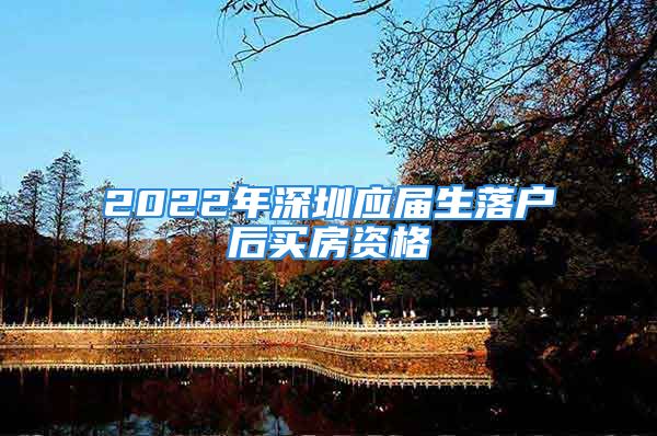 2022年深圳應(yīng)屆生落戶后買房資格