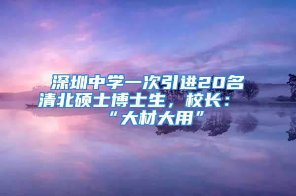 深圳中學(xué)一次引進(jìn)20名清北碩士博士生，校長：“大材大用”