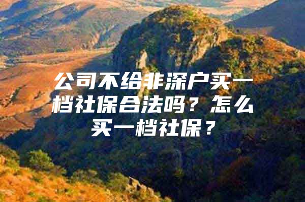 公司不給非深戶買一檔社保合法嗎？怎么買一檔社保？