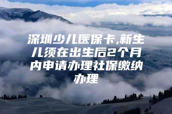 深圳少兒醫(yī)保卡,新生兒須在出生后2個(gè)月內(nèi)申請辦理社保繳納辦理