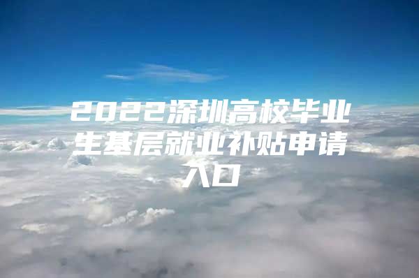 2022深圳高校畢業(yè)生基層就業(yè)補(bǔ)貼申請(qǐng)入口