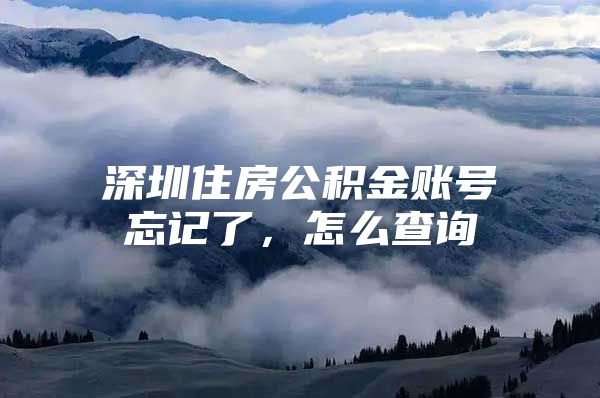 深圳住房公積金賬號忘記了，怎么查詢