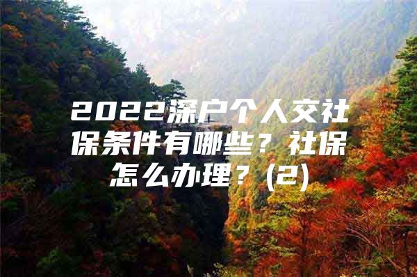 2022深戶個(gè)人交社保條件有哪些？社保怎么辦理？(2)