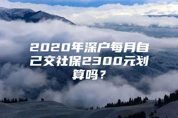 2020年深戶每月自己交社保2300元劃算嗎？