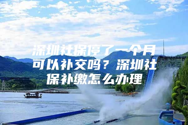 深圳社保停了一個(gè)月可以補(bǔ)交嗎？深圳社保補(bǔ)繳怎么辦理