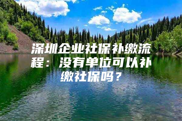 深圳企業(yè)社保補(bǔ)繳流程：沒有單位可以補(bǔ)繳社保嗎？