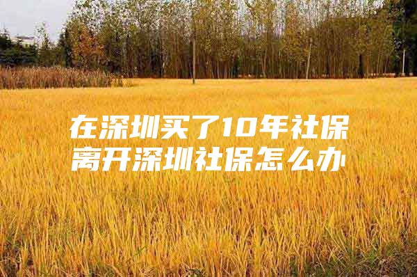 在深圳買了10年社保離開深圳社保怎么辦