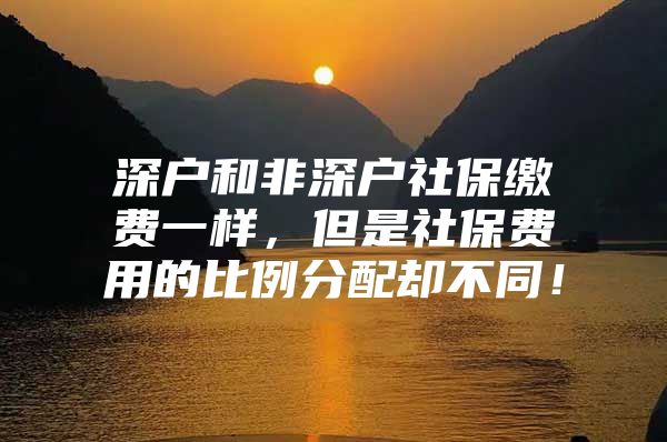 深戶和非深戶社保繳費一樣，但是社保費用的比例分配卻不同！