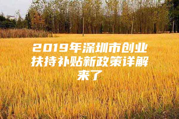 2019年深圳市創(chuàng)業(yè)扶持補(bǔ)貼新政策詳解來(lái)了