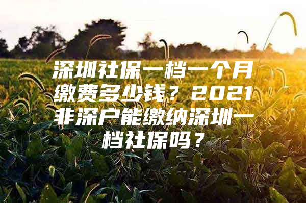 深圳社保一檔一個(gè)月繳費(fèi)多少錢(qián)？2021非深戶能繳納深圳一檔社保嗎？