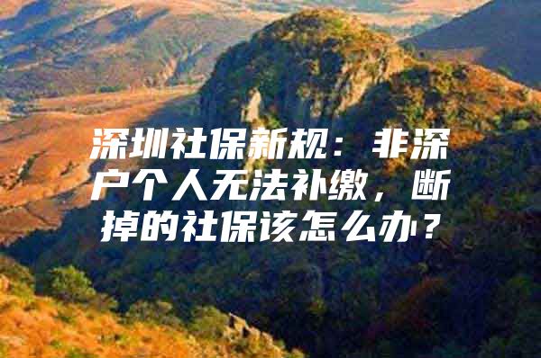 深圳社保新規(guī)：非深戶個人無法補(bǔ)繳，斷掉的社保該怎么辦？