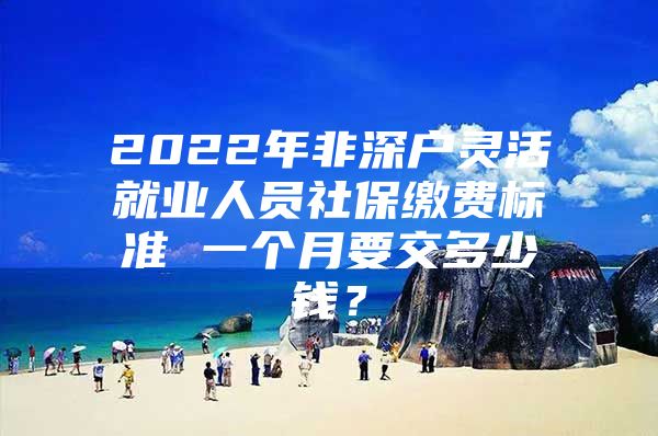 2022年非深戶靈活就業(yè)人員社保繳費標準 一個月要交多少錢？