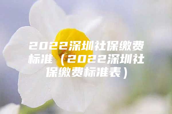 2022深圳社保繳費標準（2022深圳社保繳費標準表）