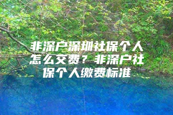 非深戶深圳社保個人怎么交費？非深戶社保個人繳費標(biāo)準(zhǔn)