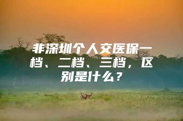 非深圳個(gè)人交醫(yī)保一檔、二檔、三檔，區(qū)別是什么？