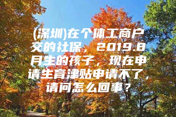 (深圳)在個體工商戶交的社保，2019.8月生的孩子，現(xiàn)在申請生育津貼申請不了，請問怎么回事？