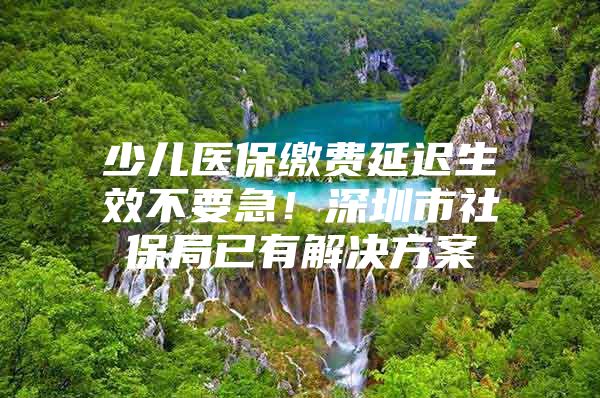 少兒醫(yī)保繳費(fèi)延遲生效不要急！深圳市社保局已有解決方案