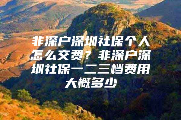 非深戶深圳社保個人怎么交費？非深戶深圳社保一二三檔費用大概多少