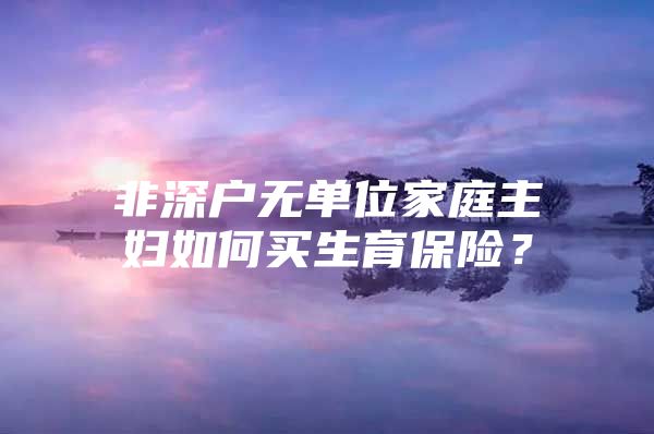 非深戶無單位家庭主婦如何買生育保險？