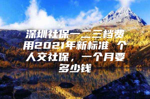 深圳社保一二三檔費用2021年新標(biāo)準(zhǔn) 個人交社保，一個月要多少錢